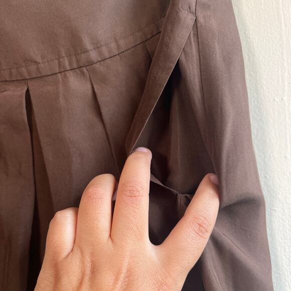 NWT Banana Republic 100% Silk Pleated Lined Brown A-line Skirt size 4 - Picture 10 of 11